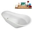 thumbnail image 4 of 71" Streamline B-324-96-BBR Soaking Freestanding Tub and Tray With Internal Drain in Brushed Brass, 4 of 10