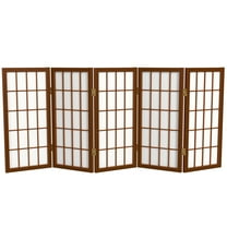Red Lantern 2 ft. Short Desktop Window Pane Shoji Screen - Walnut - 5 Panels