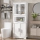 thumbnail image 3 of QinaQin Gabinete alto para baño o cocina con puertas de vidrio y repisa ajustable, mueble independiente para toallas, despensa o lavandería, 3 of 9