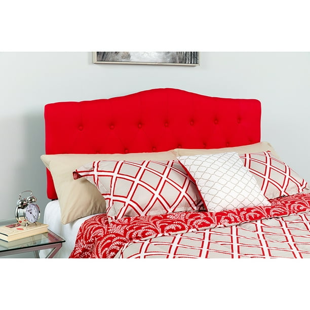 Arched Button Tufted Upholstered Full Size Headboard In Red Fabric Walmart Com Walmart Com
