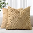 thumbnail image 1 of DecorUhome Paquete de 2 fundas de almohada de 18 x 18, fundas de almohada de lana sintética suave para sofá, color beige (solo funda de almohada, no incluye rellenos), 1 of 9