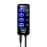 Tendak Smart Charger SuperSpeed USB Hub with 4 USB 3.0 Data Ports + 1 Smart Charging Port (5V/Max.2.4A) with Blue LED Switcher