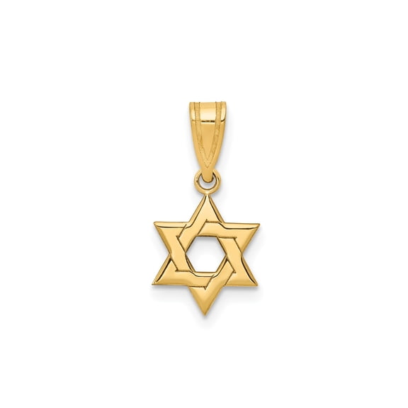 10k Yellow Gold Star of David Pendant Charm, Polished Religious Jewish Jewelry