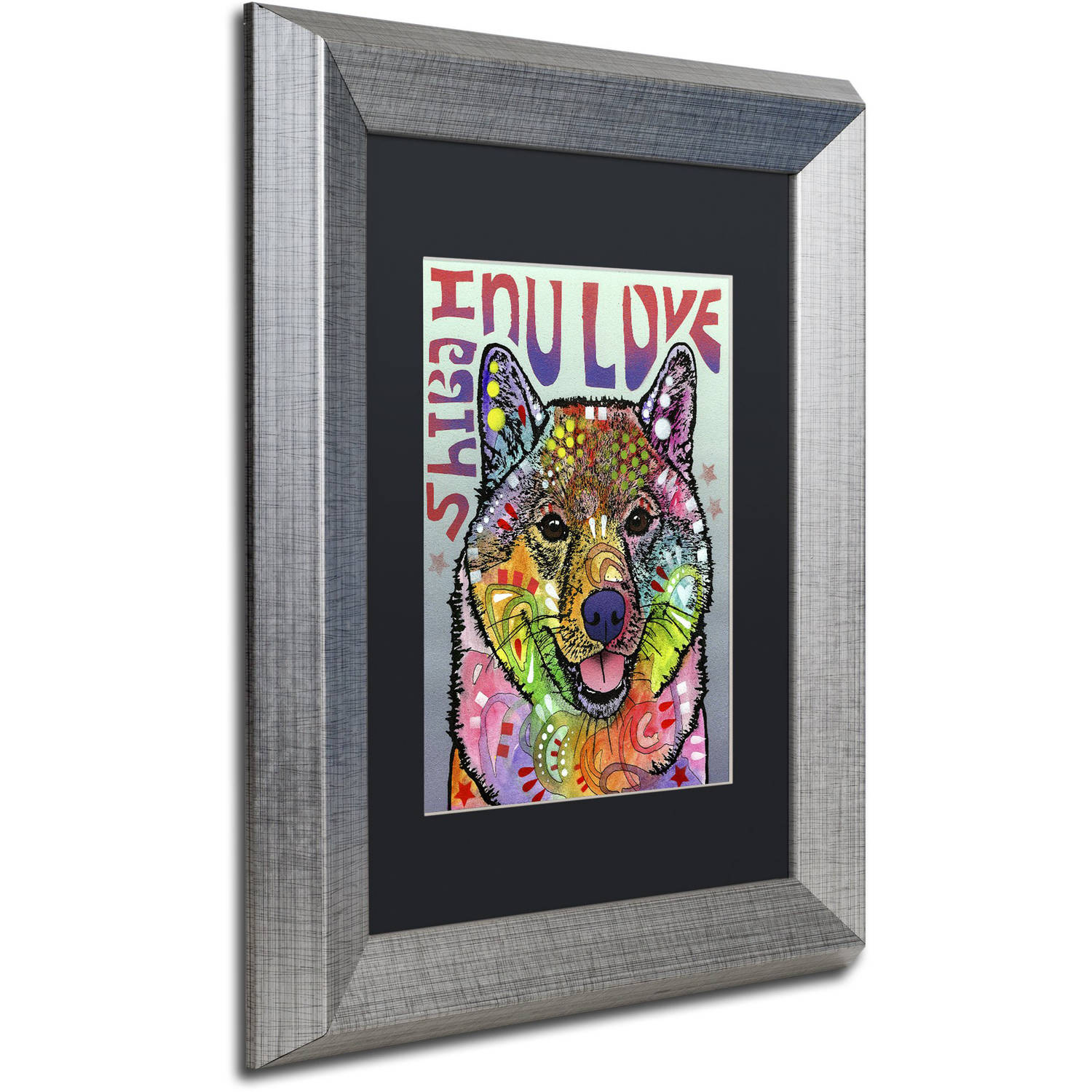 Trademark Fine Art 'Shiba Inu Luv' Canvas Art by Dean Russo, Black Matte, Silver Frame