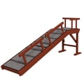 thumbnail image 1 of Brown Wooden Dog Ramp for Large Dogs - 60" Long, Non-Slip & Removable Guardrails for Couch, Bed, Living Room Furniture, 1 of 7