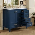 thumbnail image 3 of 36" Sturdy Modern Freestanding Vanity Cabinet, Modern Bathroom Cabinet with Soft Closing Door, Freestanding Vanity with Ceramic Sink for Bathroom, Blue, 3 of 9