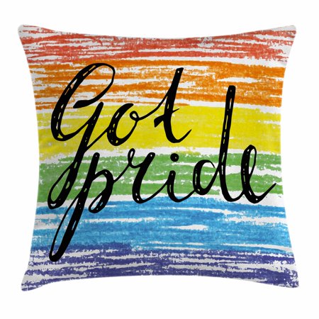 - Pride Decorations Throw Pillow Cushion Cover, Got Pride Sketchy Handwriting Grunge Crayon Paint International Event, Decorative Square Accent Pillow Case, 18 X 18 Inches, Multicolor, by Ambesonne