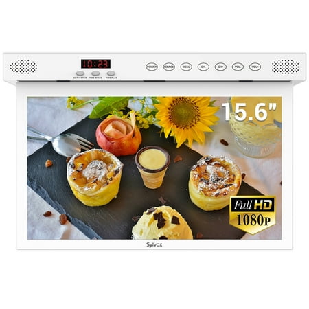 SYLVOX 15.6 inch Smart Kitchen TV, 1080P FHD Under Cabinet TV, Smart Android TV Built-in Google Play, Support Google Assistant WiFi Bluetooth