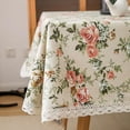 thumbnail image 2 of Mantel rectangular con estampado de flores, bonito mantel de lino y algodón a prueba de polvo para decoración de cocina, comedor, Buffet (150x180cm), 1 ud., 2 of 5