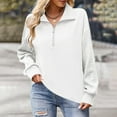 thumbnail image 4 of Enjoytime Women's Sweatshirt Solid Color Lapel Half Zip Pullover Sweatshirts Casual Loose Long Sleeve Tops 2025 Fall Winter Fashion Clothing White XL, 4 of 6