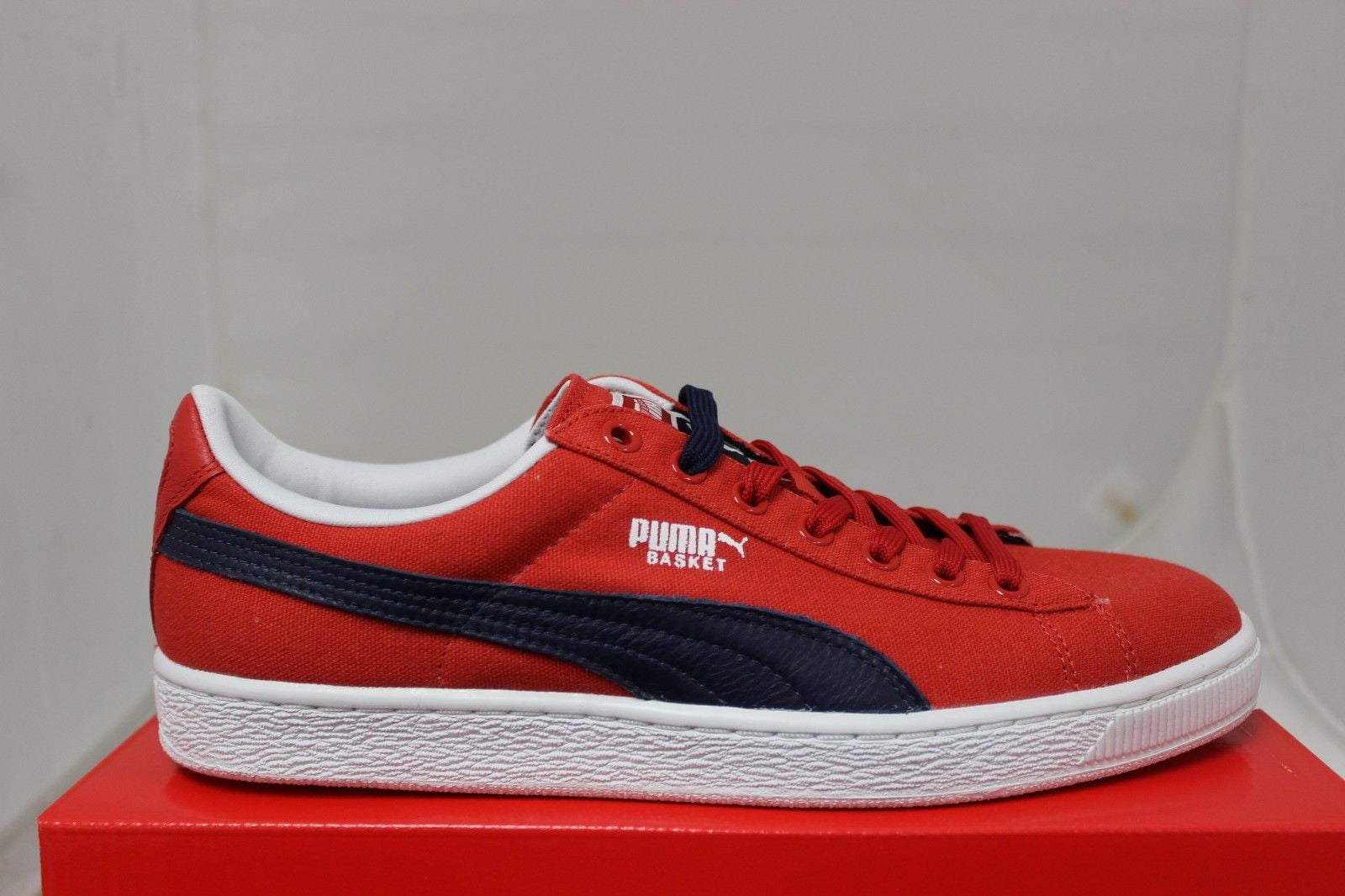 puma red canvas shoes