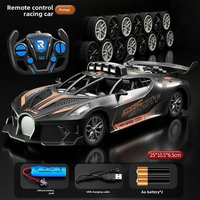 Voiture de Sport Bugatti Électrique RC Orange Grande Taille : Jouet de Course à Grande Vitesse avec Télécommande à 4 Canaux, Conception Durable et Résistante aux Chocs pour Garçons de 7 à 14 Ans – Améliore la Coordination Oeil-Main &