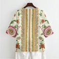 thumbnail image 6 of Tutolipy Floral Border Print Linen-Style Women's Shirt, Linen-Like Linen-Look Women’s Blouse for Spring Office Outdoor, Size X-Large, 6 of 9