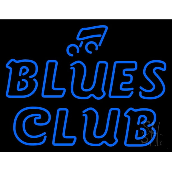 Blues Club LED Neon Sign 24 x 31 - inches, Clear Edge Cut Acrylic Backing, with Dimmer - Bright and Premium built indoor LED Neon Sign for Bar decor.