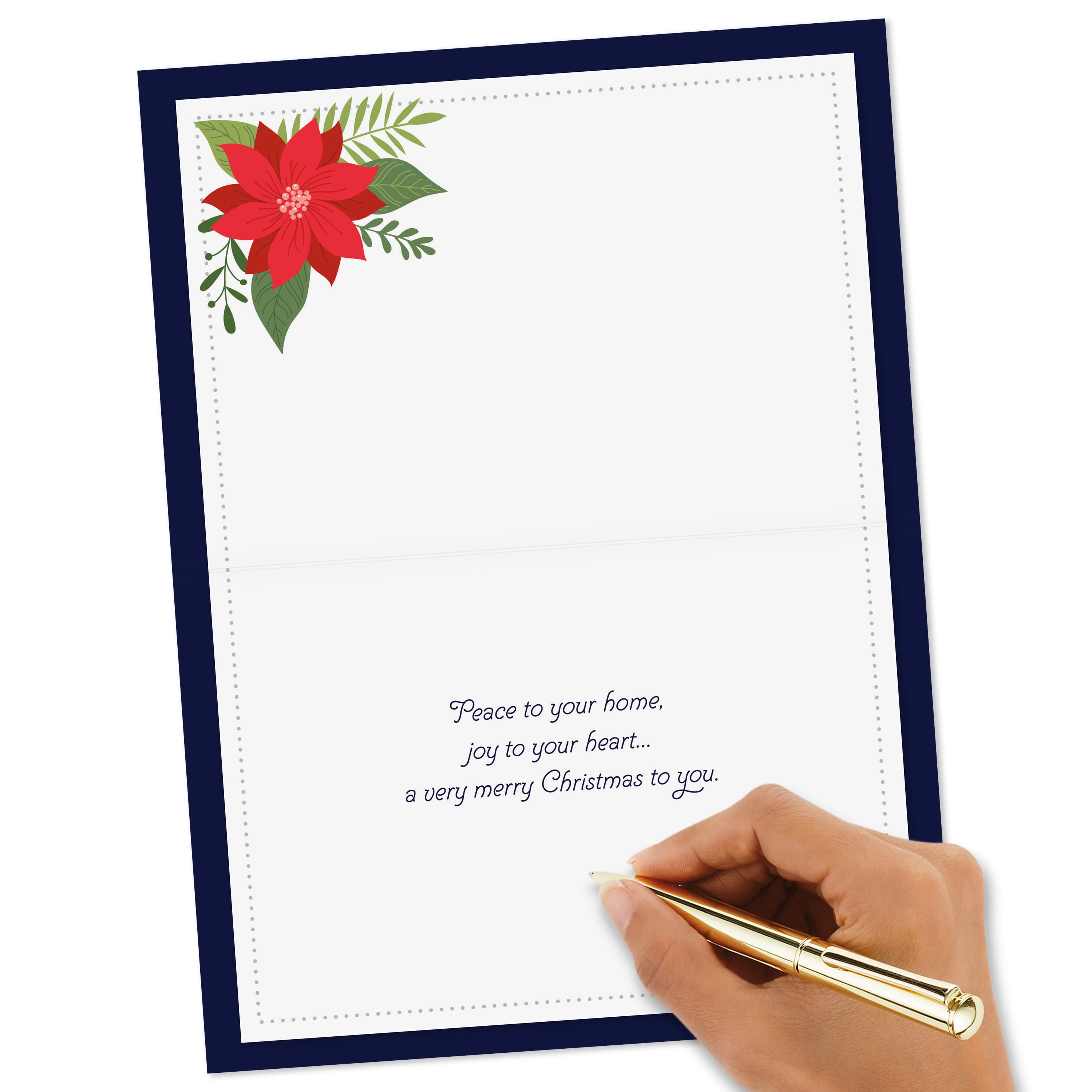 Hallmark Christmas Greeting Card (Peace and Joy Poinsettias and Cardinal)