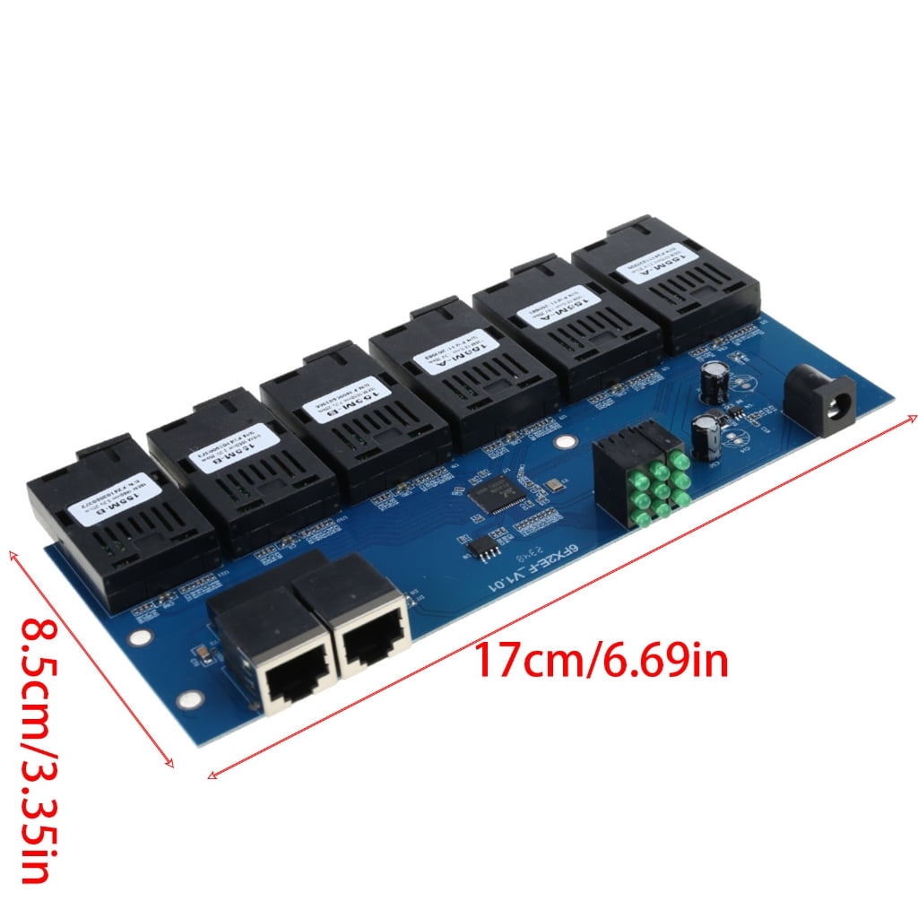 Ethernet Switches 100M Fiber Optics Media Converter 2 to 6SC Optics Connector 1310nm/1550nm Port PCBA Board 20KM