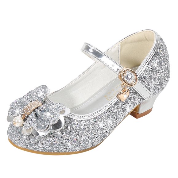 LNMQLPDBS Princess Shoes Girls Heels Princess Dress up Shoes Little Girl Dress Shoes Cinderella Shoes for Girls with Diamond Shiny Sandals Princess Shoe