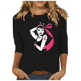 thumbnail image 2 of Alkepwun Breast Cancer Shirt Women October Cancer Fighter Tshirt Women's Strength Warrior Graphic Tees 3/4 Sleeve Tops, 2 of 4