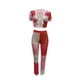thumbnail image 1 of VISgogo, camisetas y pantalones de manga corta tejidos para mujer, ropa de verano con vendaje frontal en la cintura elástica a juego de colores VISgogo moda, 1 of 5