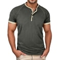 thumbnail image 3 of Henley Shirts for Men Summer Fashion Casual Short Sleeve Relaxed Fit Lightweight Tshirts Color Block Mens Tees, 3 of 7