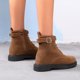 thumbnail image 5 of Zapatos Botines mujer Botas planas con punta sólida zapatos informales de encaje botines cortos de invierno sin cordones botas redondas para mujer botas térmicas de felpa para mujer (Brown 8.5), 5 of 7