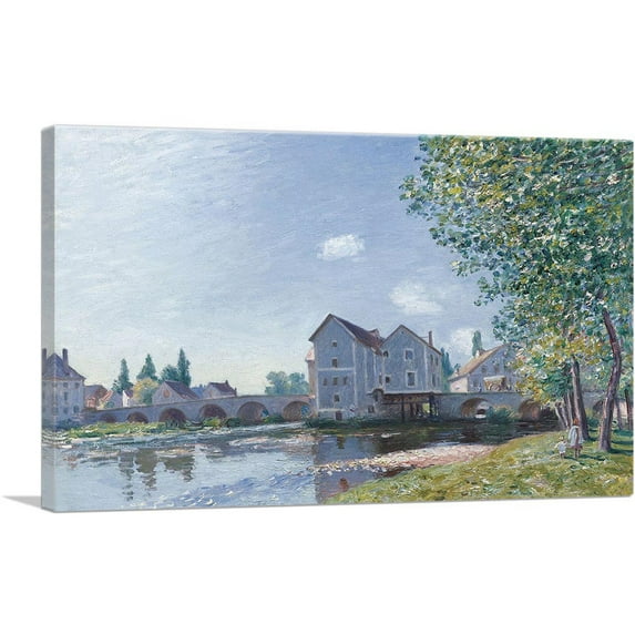 ARTCANVAS The Moret Bridge Morning Effect 1891 Canvas Art Print by Alfred Sisley - Size: 26" x 18" (1.50" Deep)