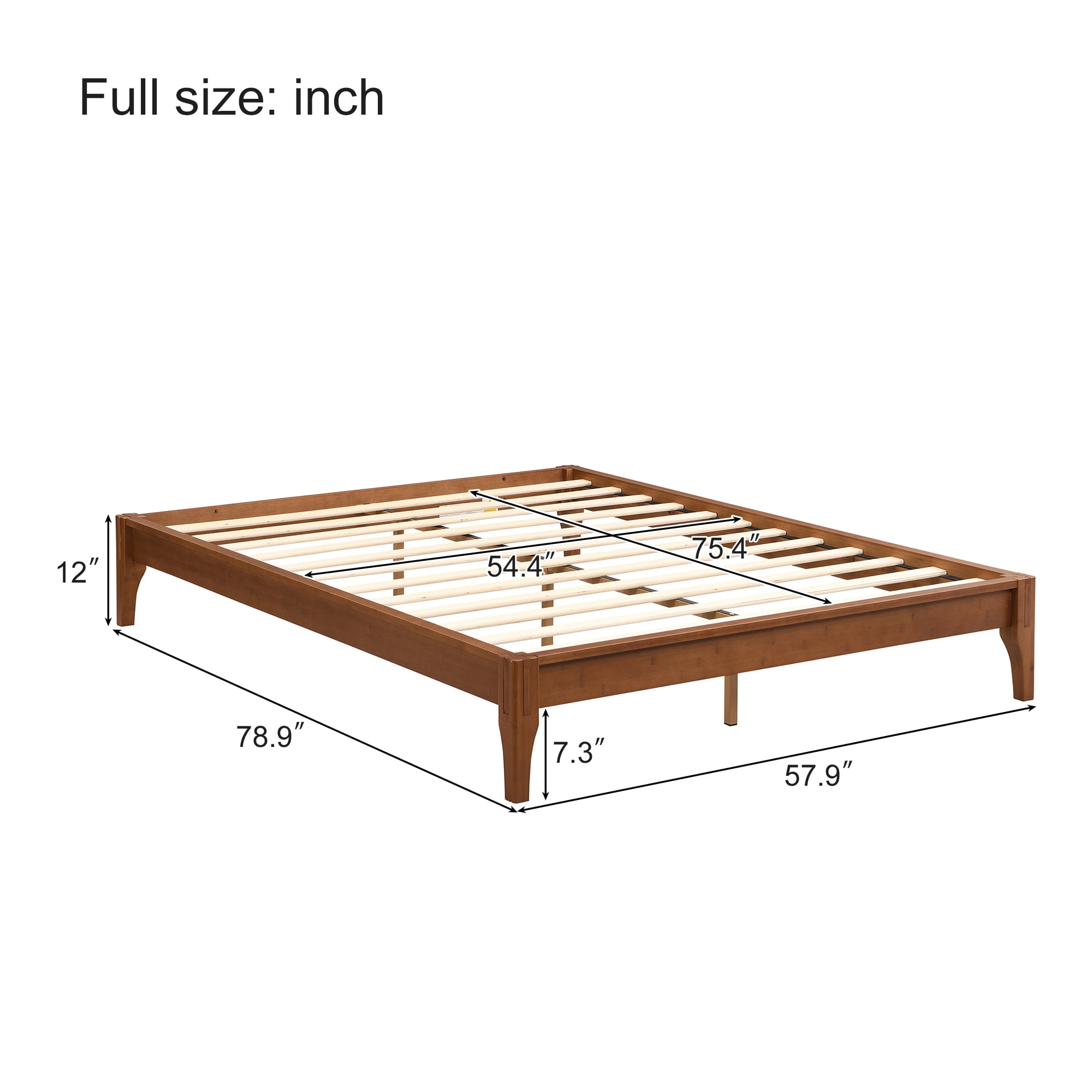 Cadre de lit plateforme en bambou massif sec de 30 cm (12 pouces), marron, Noble House