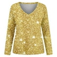 thumbnail image 5 of Kcolen Valentines Sweater Women Sequin Tops Fashion Casual Blouses Sparkly V Neck Shirts Holiday Party Long Sleeve Valentine Sweater Dressy Outfits, 5 of 6