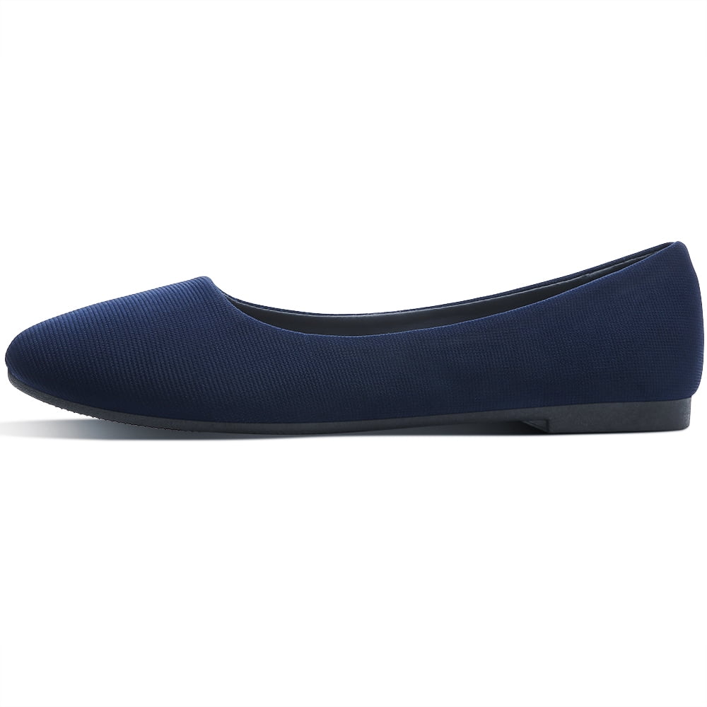 Obtaom Trendy Women s Round Toe Ballet Flats Comfortable Faux Leather Insole Low Heels Dress Shoes Navy US10 Walmart