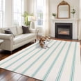 thumbnail image 3 of Turquoise Striped Large Area Rugs for Bedroom Living Room, Soft Non Slip Carpet Bedside Rug, Farmhouse Pinstripes Geometric Color Rectangle Floor Cover Kitchen Accent Rug 5'x8' for Dining Room/Office, 3 of 9