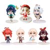 Genshin Impact Figure Set,7 PCS Q Version Genshin Impact Anime Action Figures for Desk Decoration