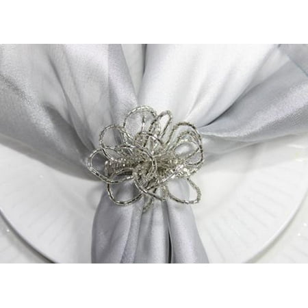 

Handmade Beaded Floral Bow Napkin Ring Silver (Set of 12)