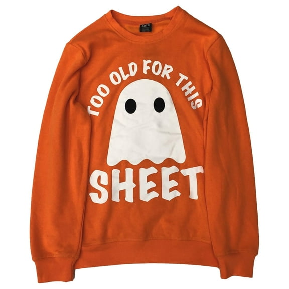 Womens Funny Orange Ghost Themed Halloween Sweatshirt Sweat Shirt Small