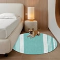 thumbnail image 3 of Vintage Turquoise Striped Round Rug 3.3ft Washable Circle Entryway Rugs Non Slip Farmhouse Modern Stripes Boho Texture Area Rug Carpet for Bedroom Kitchen Living Room Office Dining Room Nursery, 3 of 9