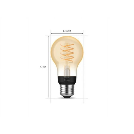 Philips - Hue Filament A19 Bluetooth 40W Smart LED Bulb - White