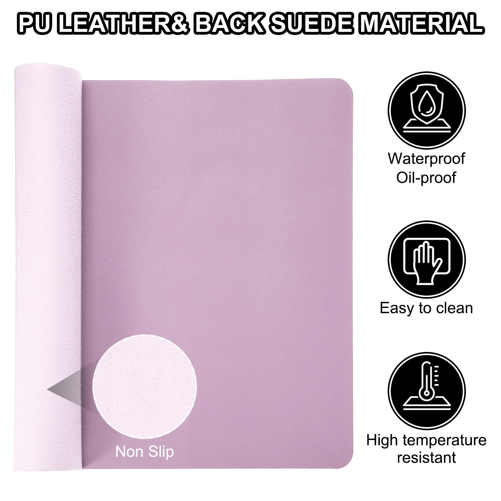 Uxcell 48"x17" Large Desk Mat, PU Leather Dual Side Large Desk Pad, Purple