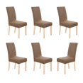 thumbnail image 1 of Deconovo - Funda de silla de comedor de punto jacquard, elástica, lavable y extraíble, de licra, para banquetes, juego de 6, color marrón claro, 1 of 7
