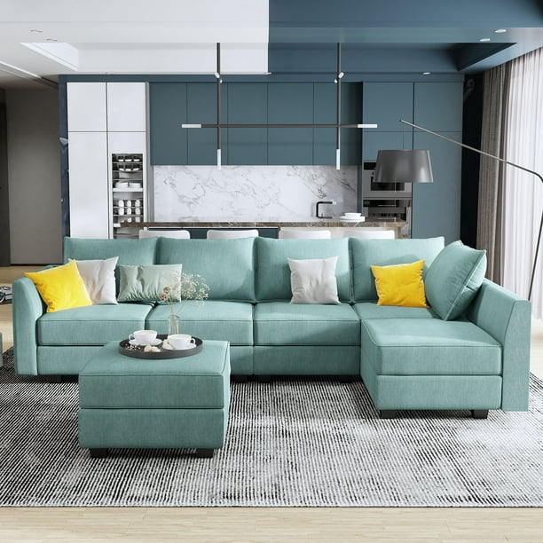 HONBAY Modern Reversible Sectional Sofa L Shaped Couch with Storage ...