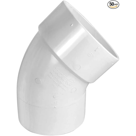 2 in. White PVC DWV 1/8 Bend 45° Street Elbow, Hub x Spigot Drain, Waste & Vent Fitting, (50 Pack)
