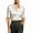 White, variant on Womens Satin Blouse Short Sleeve Sheer Striped Tie Cuffs Smooth Anti Wrinkle Formal Office Business Interview Top Red,S