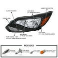 thumbnail image 3 of Spec-D Tuning Black Headlights Compatible with 2012-2015 Ford Focus L+R Pair Head Lights Lamp Assembly, 3 of 6