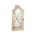 thumbnail image 2 of Benjara BM208192 Wooden Lantern with House Type Design & Cross Glass Panes - Brown - Set of 2, 2 of 5
