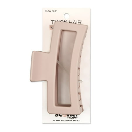 Scunci Soft Touch Open Cut Rectangle Claw Clip, Blush Beige, 1 Count