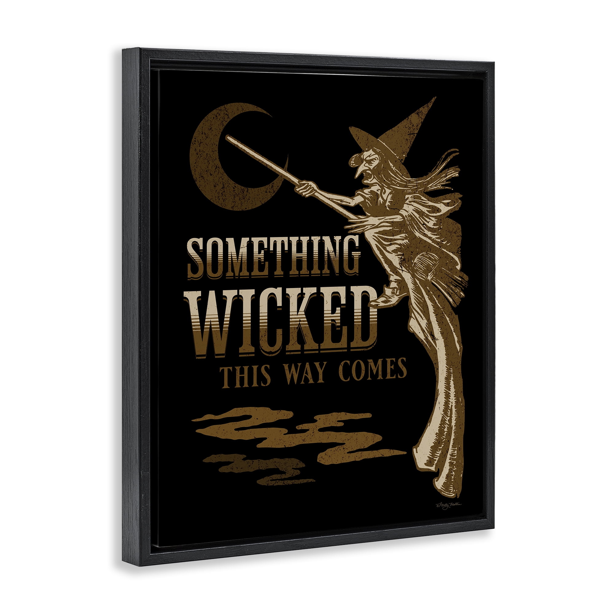 Stupell Industries Something Wicked Witch Holiday Painting Black Floater Framed Art Print Wall Art, 25 x 31
