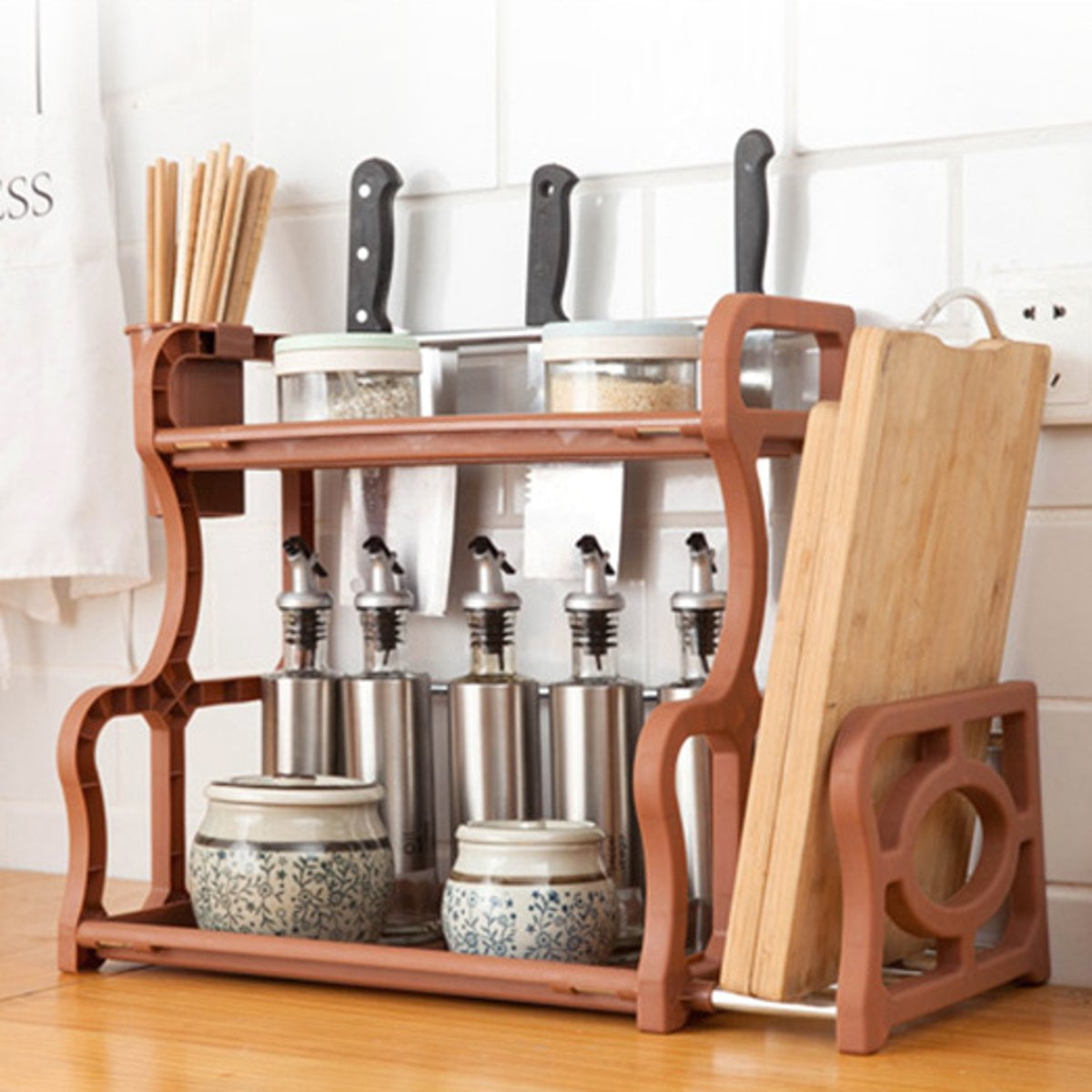 Kitchen Spice Racks 2 Tier Standing Bathroom Shelf Kitchen Countertop 