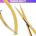 thumbnail image 5 of Cross Edge Spring Scissors 5 Inch straight Stainless Steel Precision Eyebrow & Eyelash Shaping & Trimming Scissor, Snips Squeeze, Embroidery, Knitting Micro Tip Craft Scissors (Gold), 5 of 9