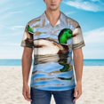 thumbnail image 2 of Fotbe Mallard Duck Swimming In A River Camisa Hawaiana para Hombre Unisex – Camisa Casual de Verano con Botones de Manga Corta de Algodón y Lino,3X-Large, 2 of 7