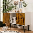 thumbnail image 3 of Gymax Buffet Bahut Armoire de Rangement avec 2 Portes Pieds en Métal Armoire d'Accent 32 Po, 3 of 10