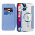 thumbnail image 5 of ChicShell Magnetic Wallet Case for Apple iPhone 16 Plus, RFID Blocking PU Leather Clear Back Cover Compatible with Magsafe Wireless Charging Anti-Scratch Phone Case for iPhone 16 Plus, Blue, 5 of 8