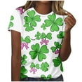 thumbnail image 2 of Ounisa St Patricks Day Crewneck Shirts for Women Lucky Irish Shamrock Clover Graphic Shirt Casual Short Sleeve T Shirt Tops, 2 of 7